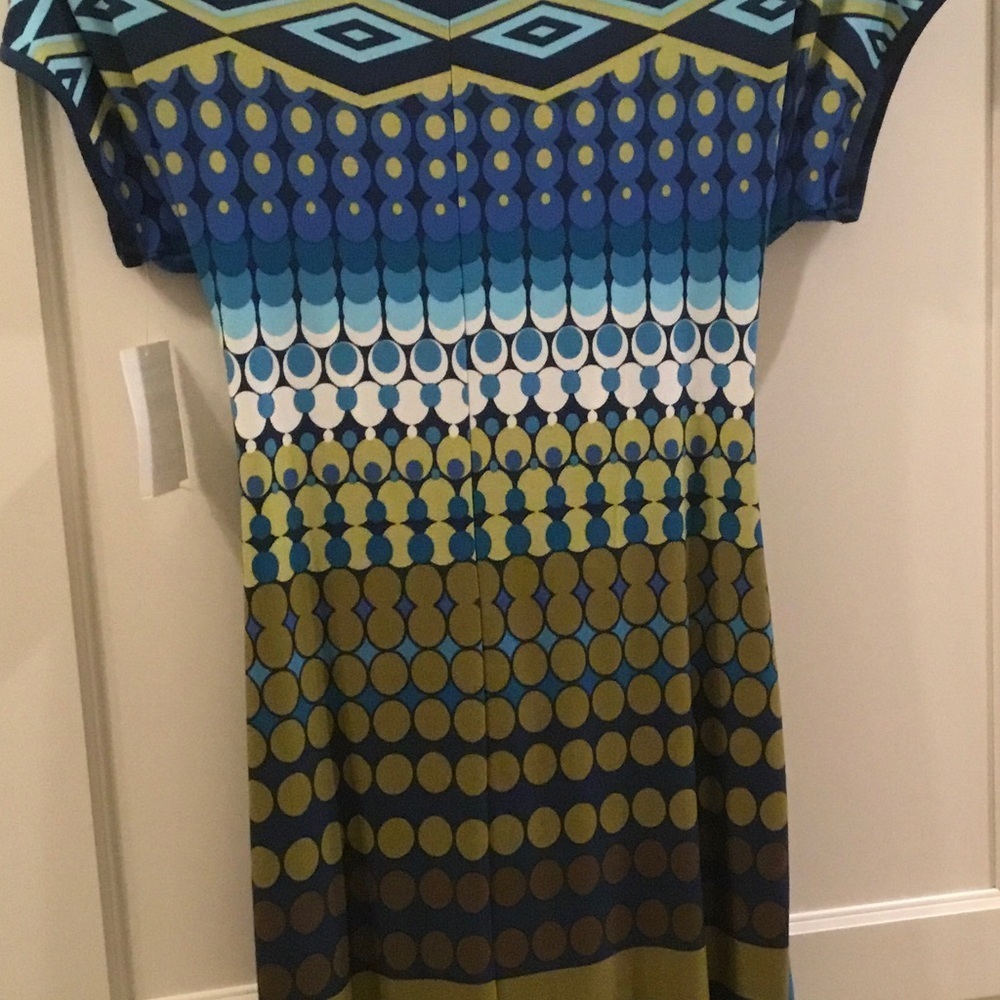 Donna Morgan Blue and Green Geometric Midi Dress Size 6 NWT - Picture 5 of 5